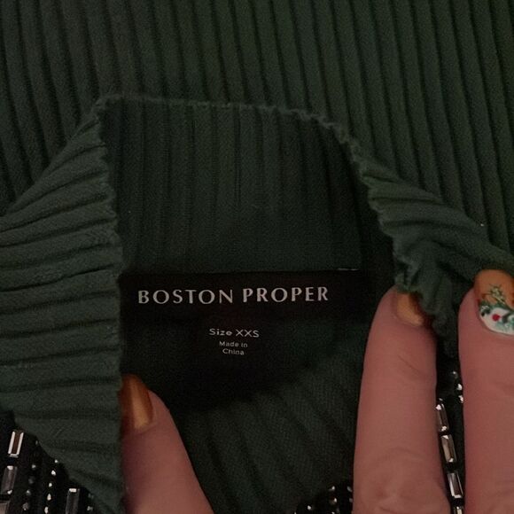 Boston Proper Embellished Illusion Mock Neck Sweater Size XXS - Picture 11 of 14